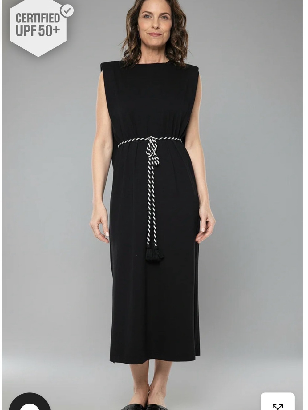 Coolibar Black UPF 50+ Sun Protection Sleeveless Midi Dress Size M